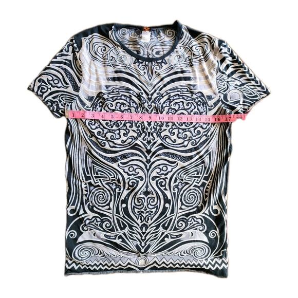 Jean Paul Gaultier SS 1996 Semi Sheer T Shirt With Black Mesh and Morph Size M - Picture 5 of 8